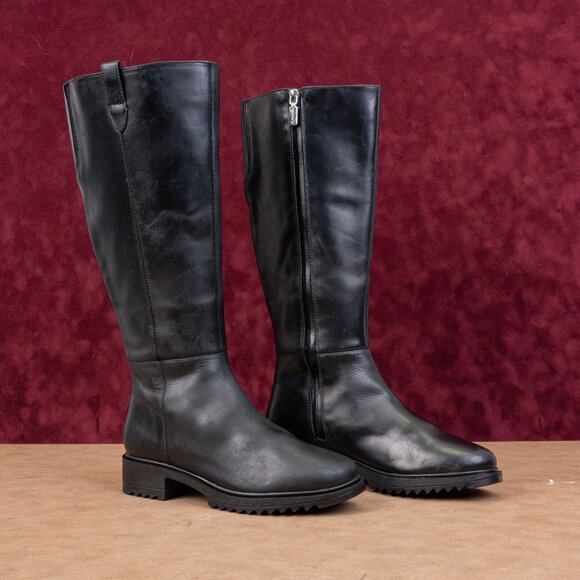 Blondo Women Cali Black Leather Waterproof Riding Knee High Boots sz 7.5 - Picture 1 of 10